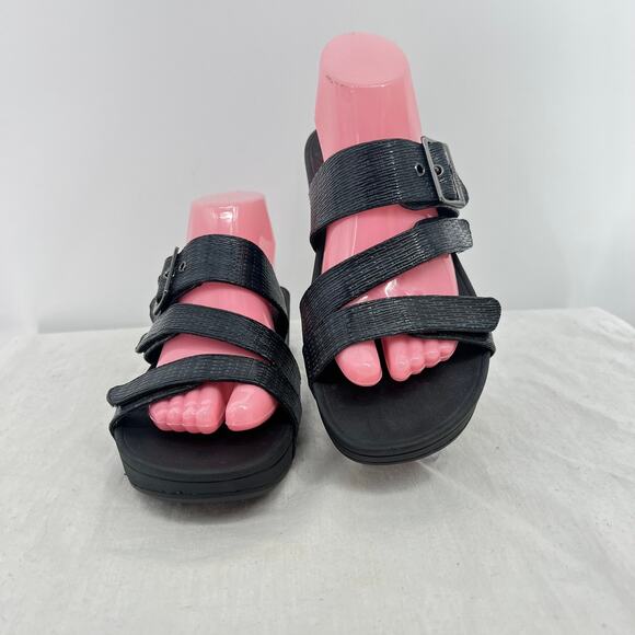 VIONIC Woman's Black Rio Platform Sandals  Sz 9 Travel Cruise Vacation Festival - Picture 1 of 11